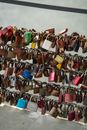 Padlocks on Gray Steel Fence