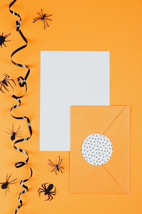 Handmade Paper Envelope on Orange Background