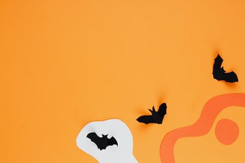 Halloween Decorations on Orange Background