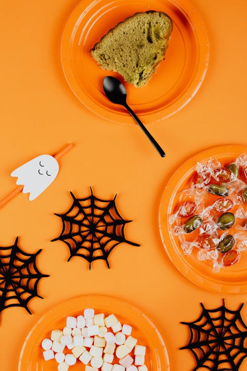 Overhead Shot of Halloween Treats and Candies 