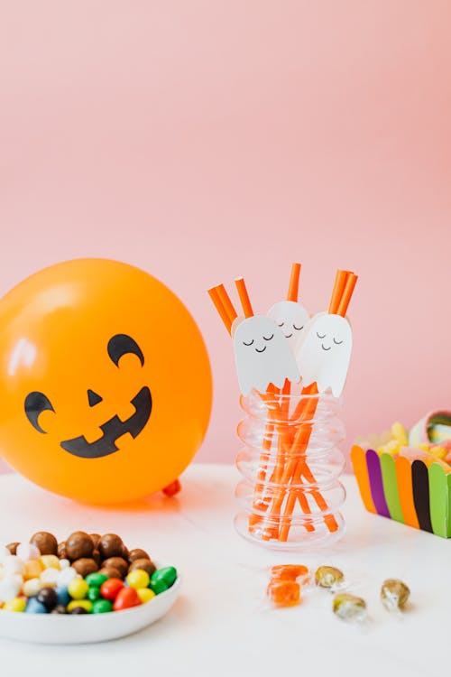 Free Candy and Halloween Decorations Stock Photo