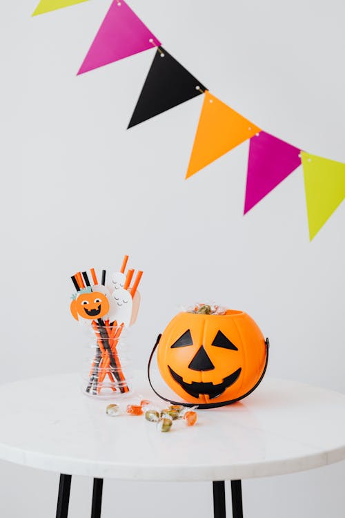 Free Halloween Candy and Decorations Stock Photo