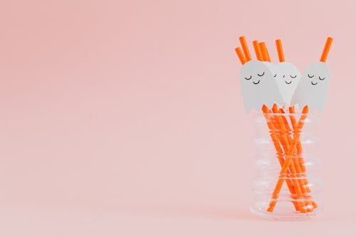 Cute Ghosts on Drinking Straws