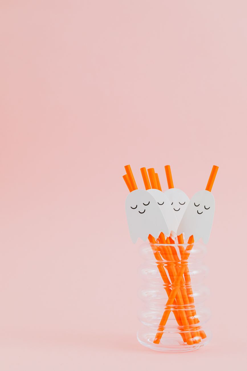 Cute Ghosts On Drinking Straws Free Stock Photo cute-ghosts-on-drinking-straws-free-stock-photo