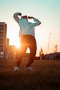 Man in Sport Clothing at Sunset