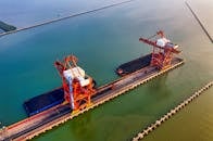 Black and Red Ship on Sea