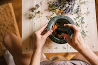 A Person using a Mortar and Pestle