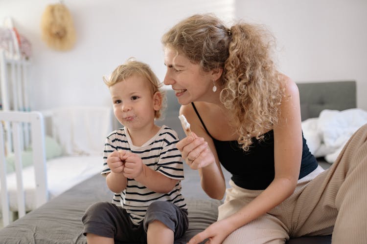 A Child Eating Ice Cream