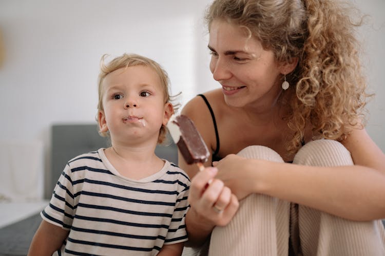 Mother And Son Eating Ice Cream 