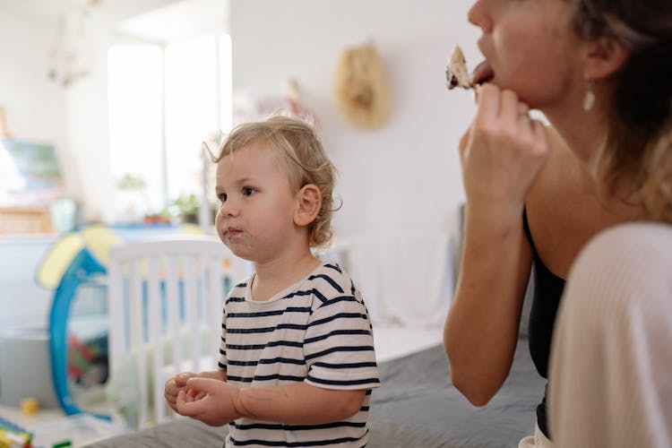 Mother And Son Eating Ice Cream Together