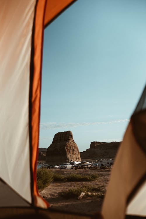View of rock from tent