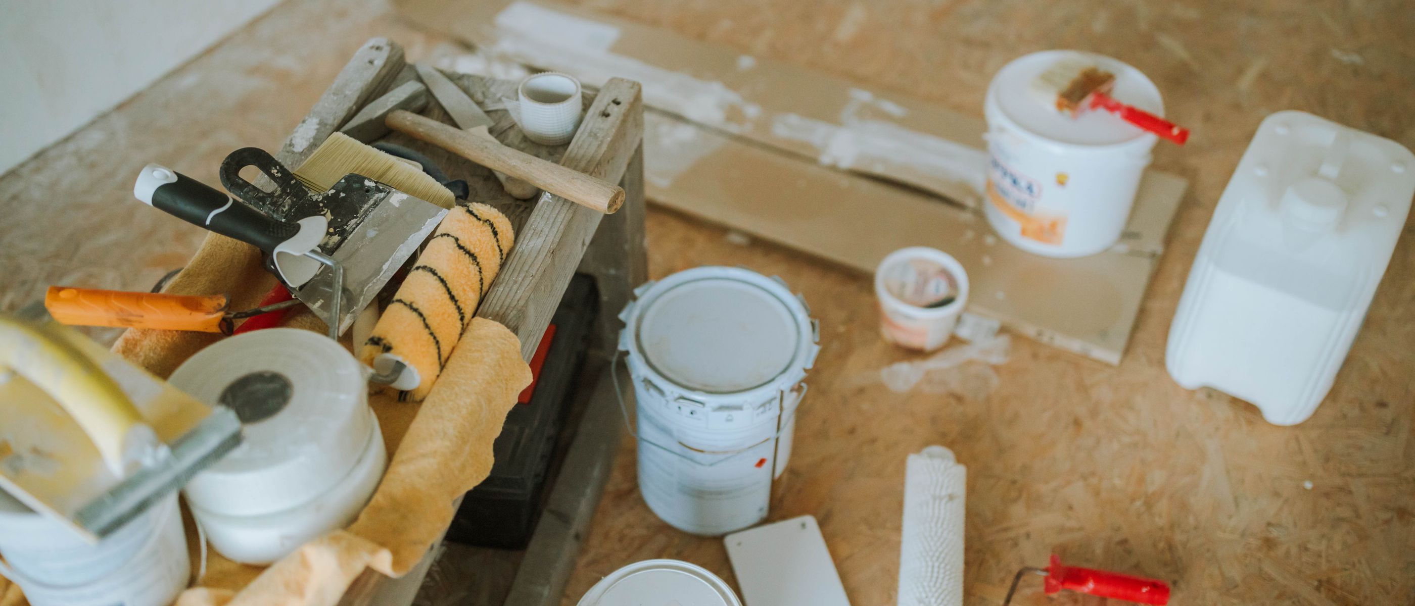 Plastering and Skimming in Queens Park — a decorator at work mid-project