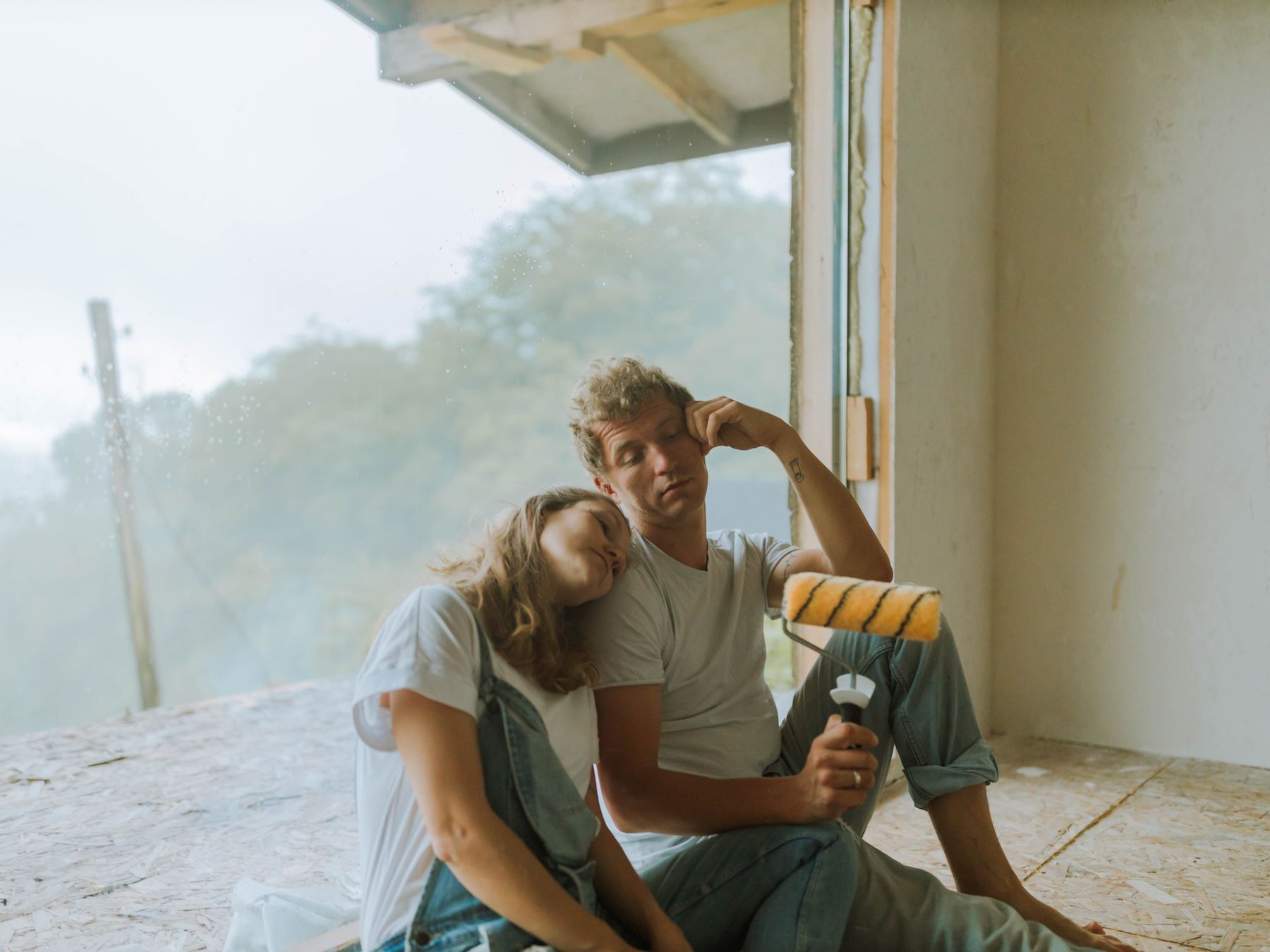 Interior Painting in The Burroughs — dust sheets down and the room fully protected