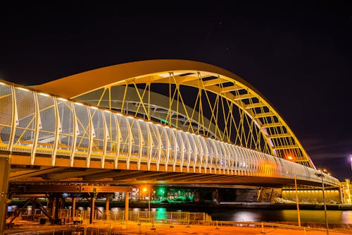 Lighted Bridge during Night Time