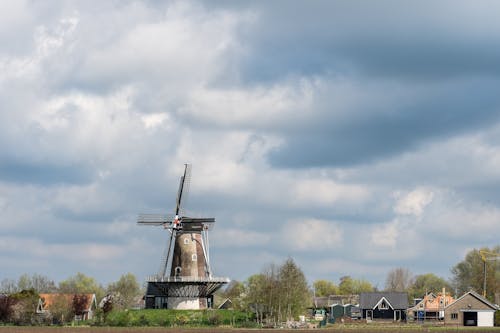 Windmill Under Cloudy Sky