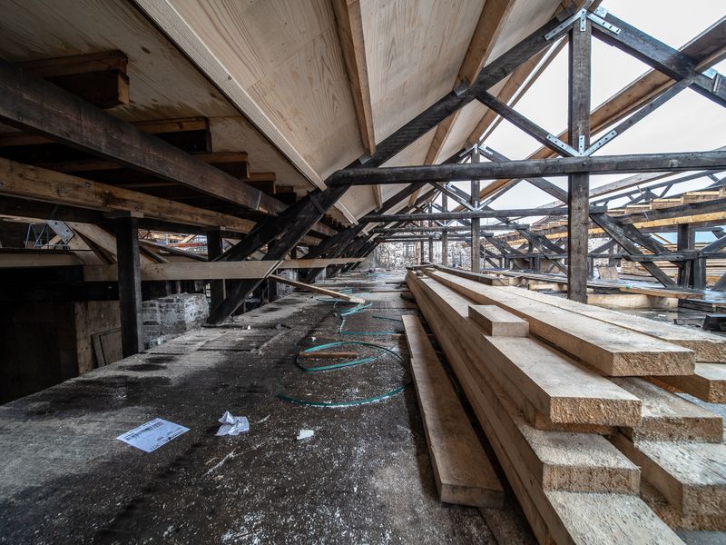 A loft space being converted