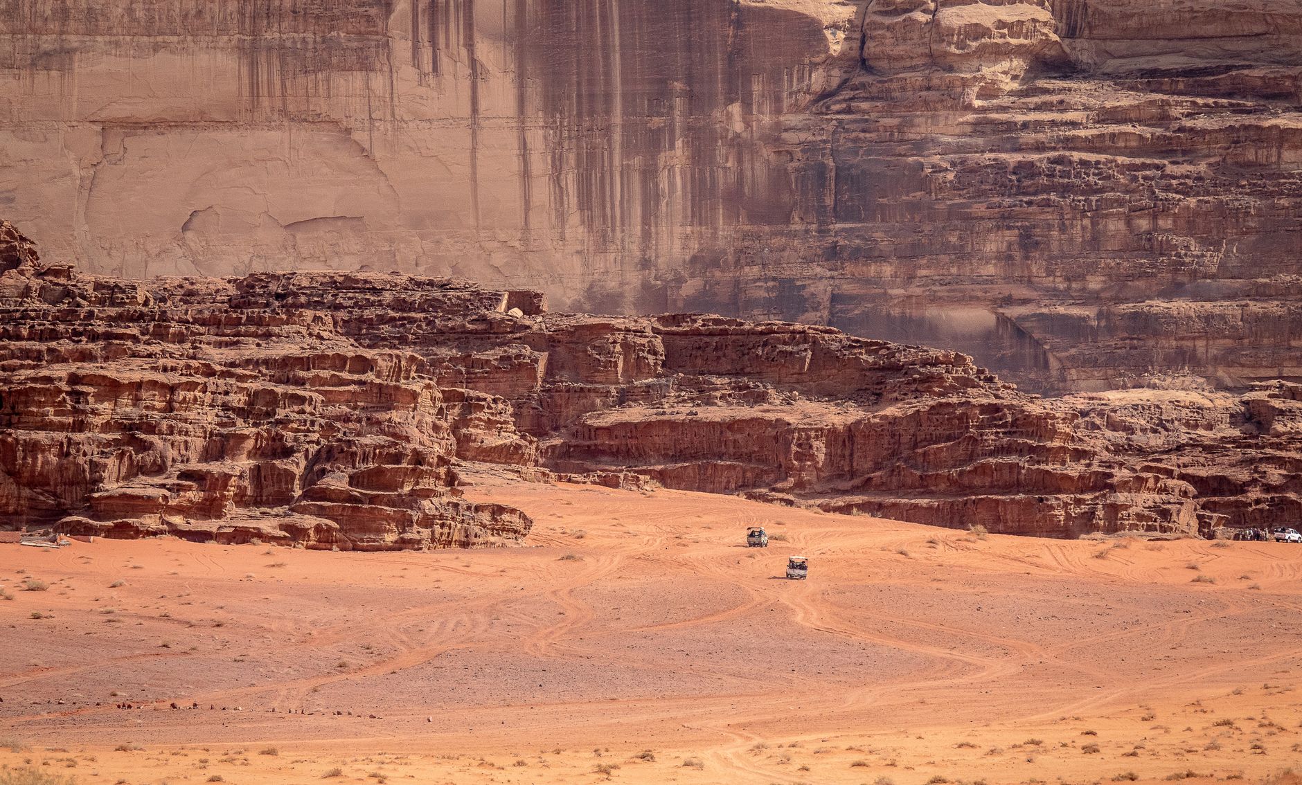wadi rum jordan desert red sand dunes jeep landscape sandstone mountains dramatic