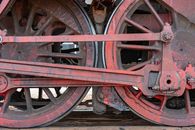 Red and Black Train Wheel