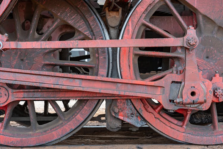 Close Up Of Locomotive Wheels 