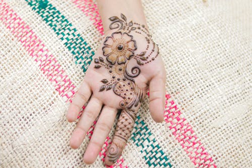 Top View of a Hand with a Henna Tattoo