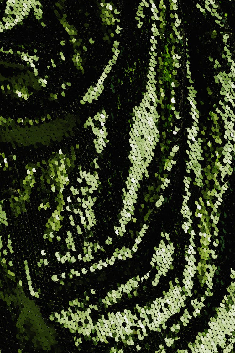 Close Up Shot Of Green Sequins