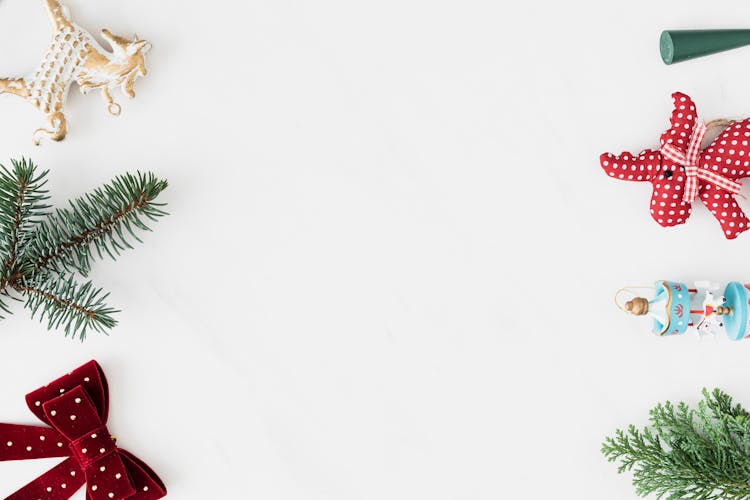 Christmas Ornaments On A White Background