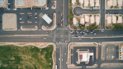 Free Aerial Photography of Road Intersection Stock Photo