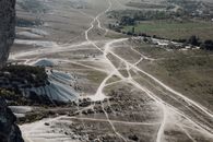 High Angle View of a Terrain with Dust Roads