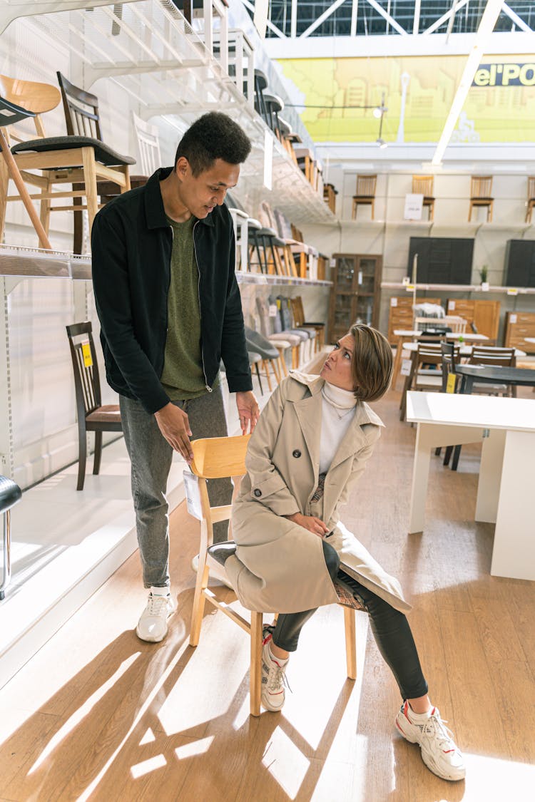 Man And Woman In Furniture Shop 