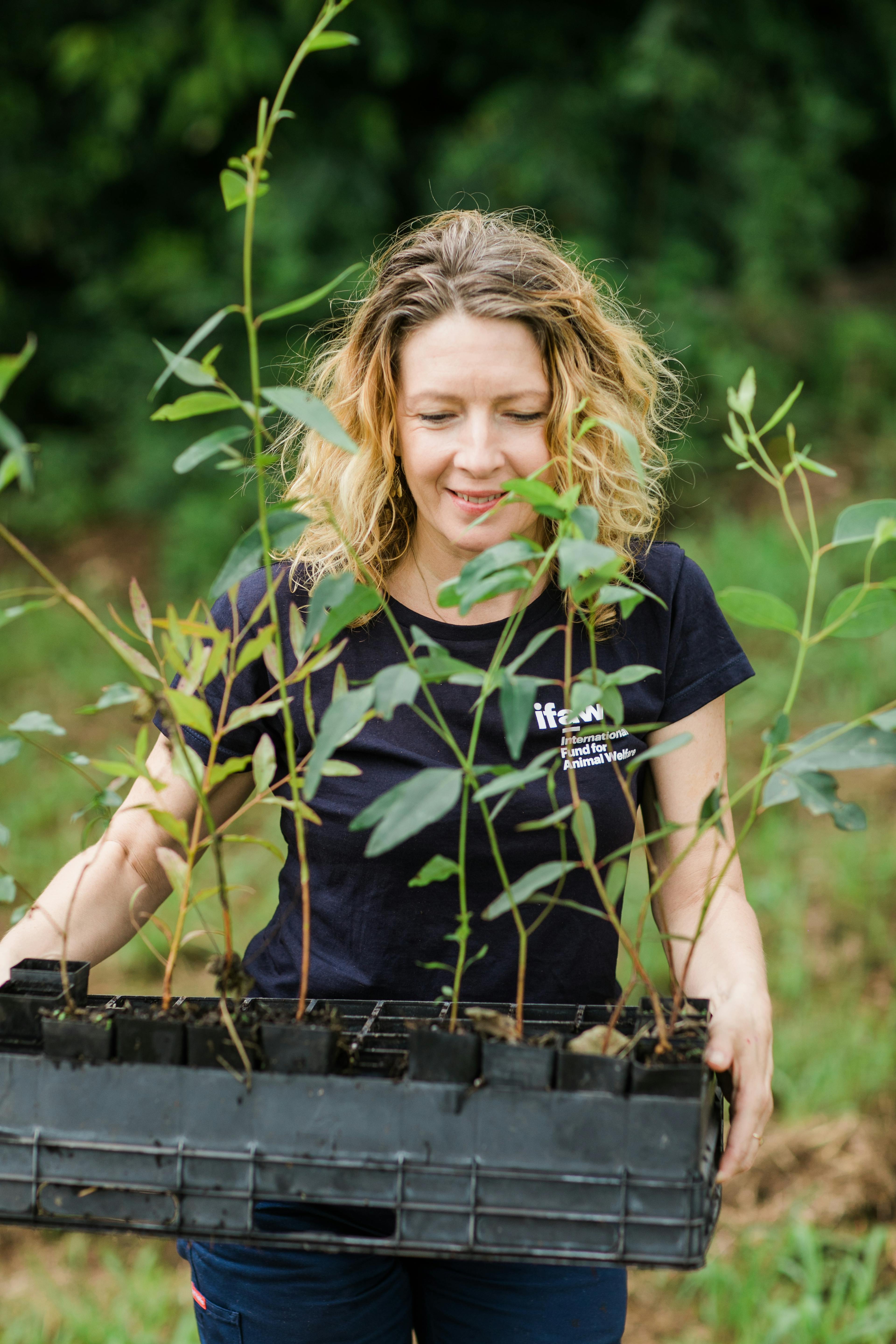 Woman Holding Plants