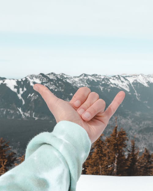 Hand Measuring Mountain Distance