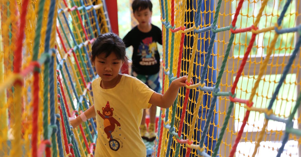 Colorful Rope Playground Children Walking on Rope Playground · Free Stock Photo