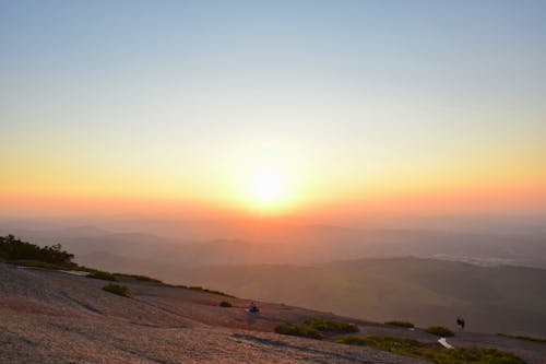 People on Mountain Top During Sunset