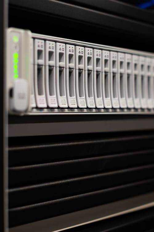 Free Element of modern equipment of server providing access to data in control center Stock Photo