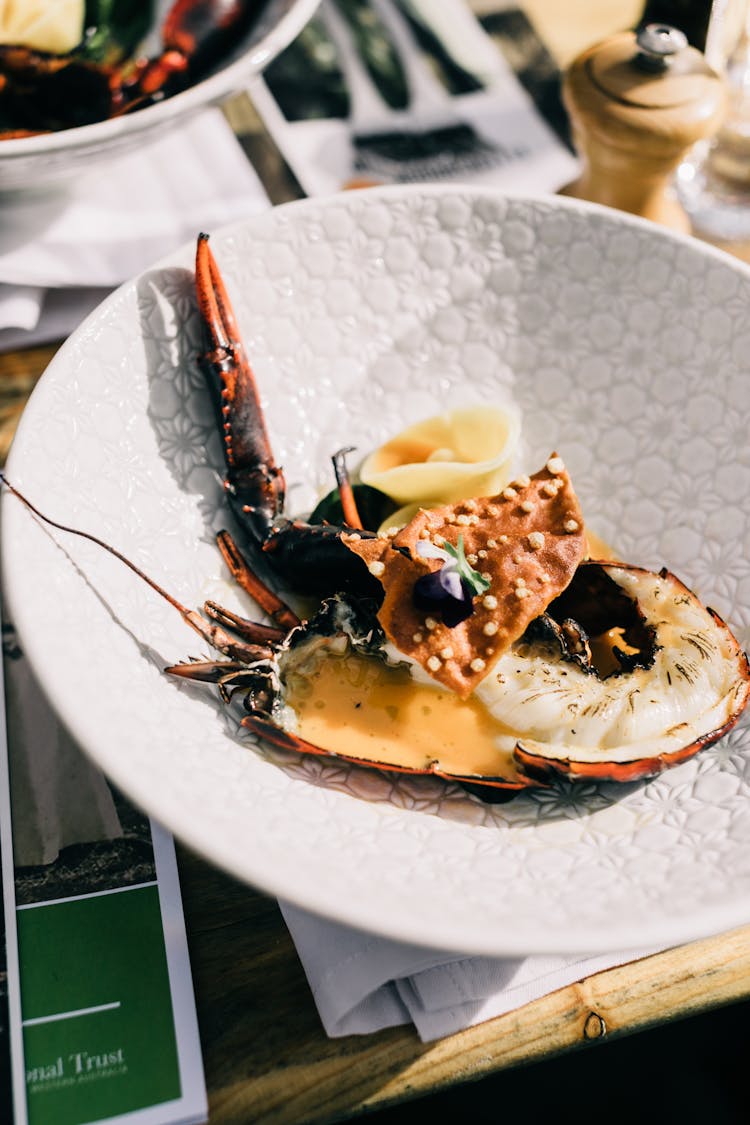 Lobster Served On Plate In Restaurant