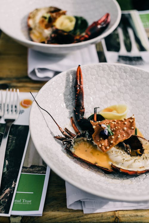 Free Delicious lobster on plate in cafe Stock Photo