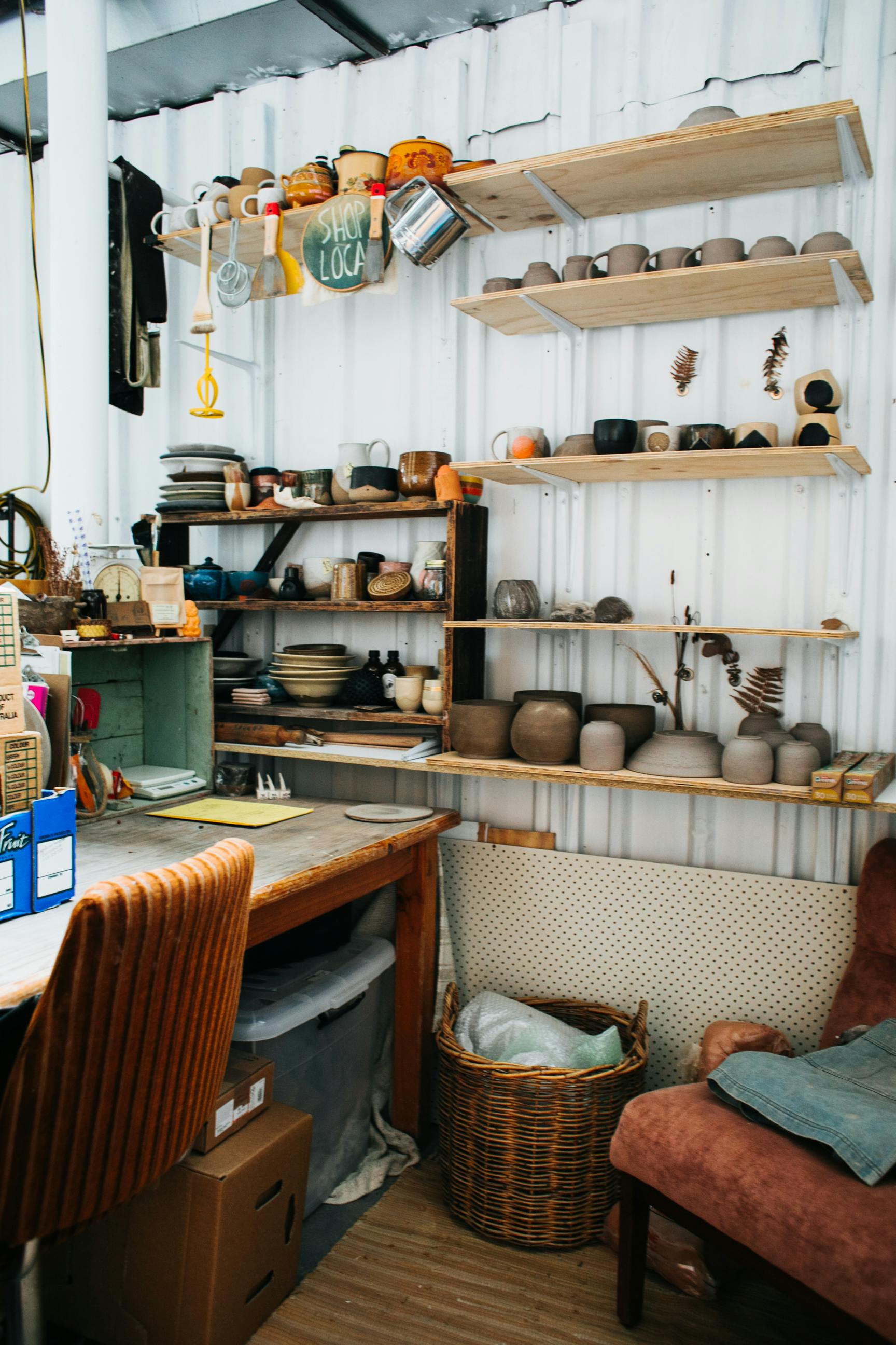 interior of studio with clay dish