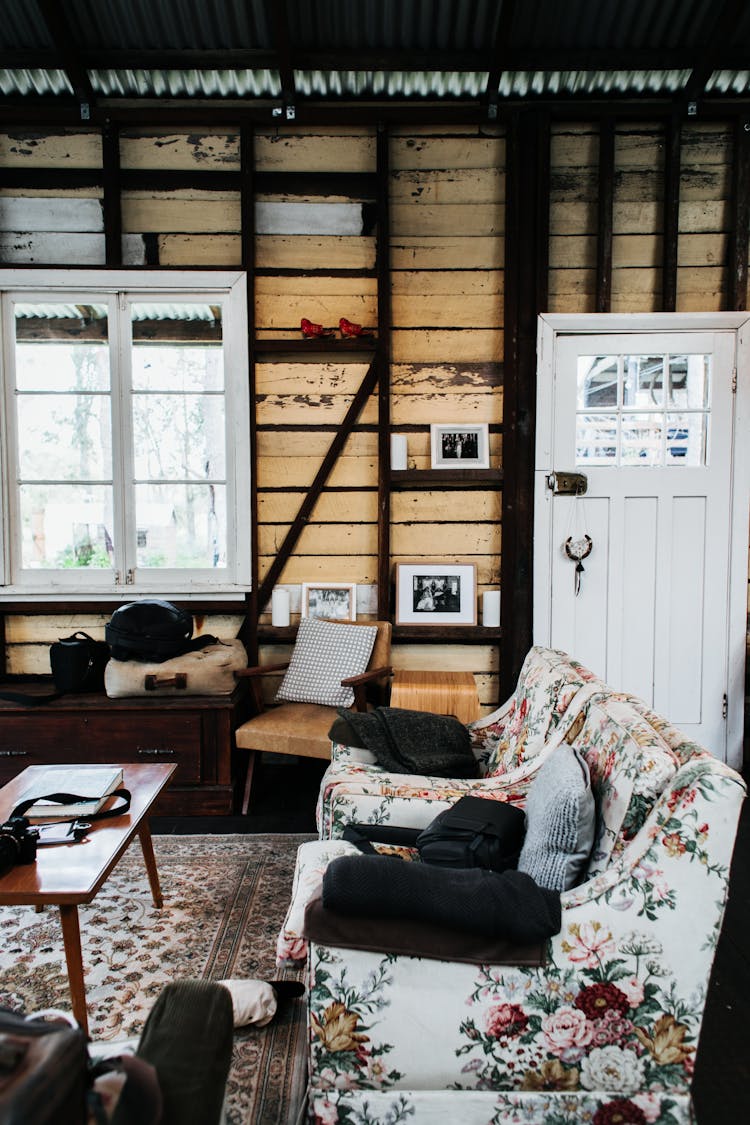 Interior Of Vintage Styled House With Armchairs