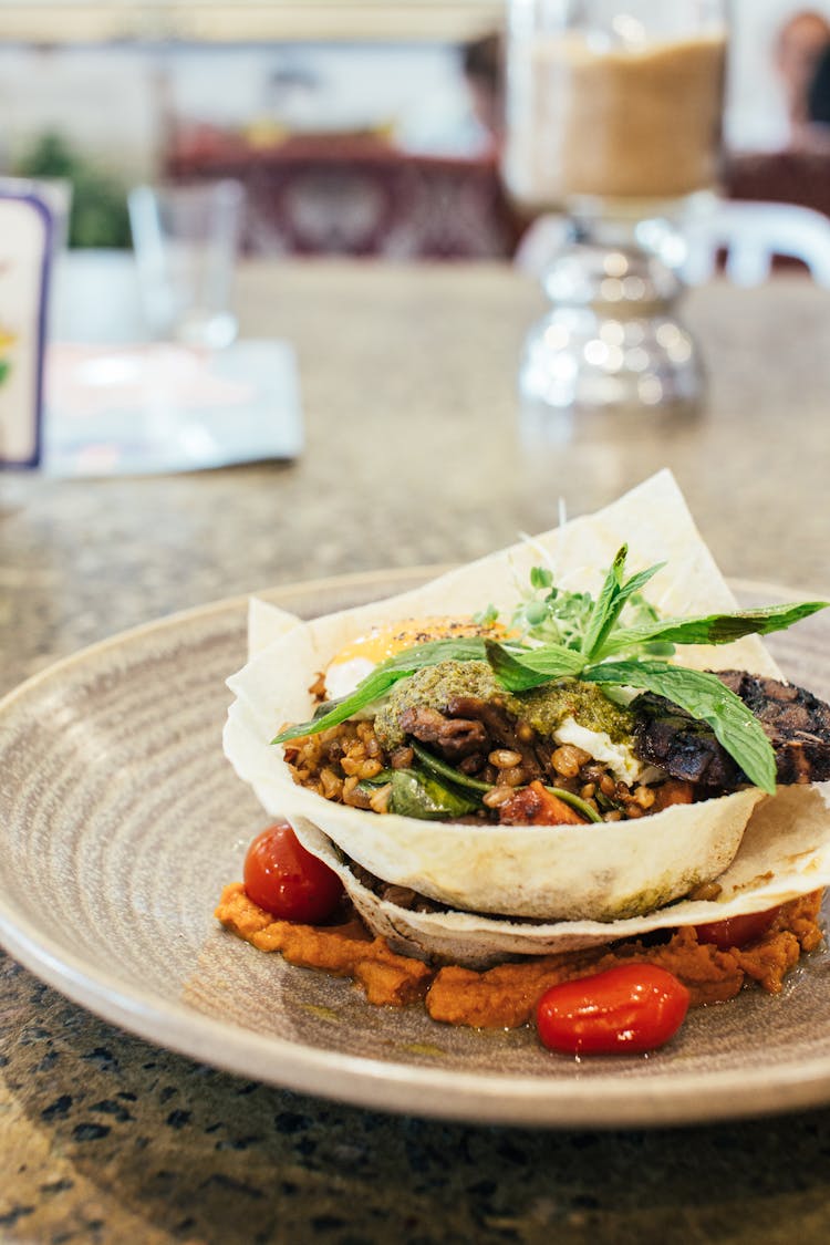 Crispy Tortilla Bowl With Appetizing Salad