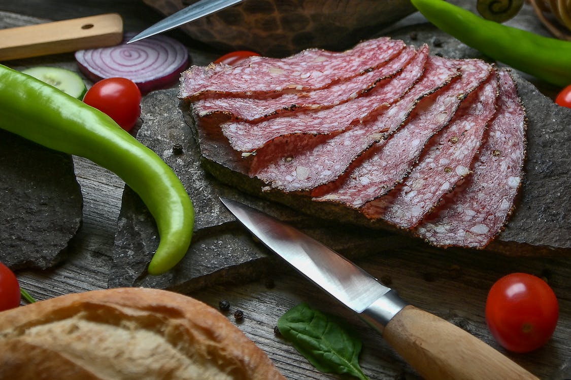 Free Close-up Photo of Salami Slices Stock Photo