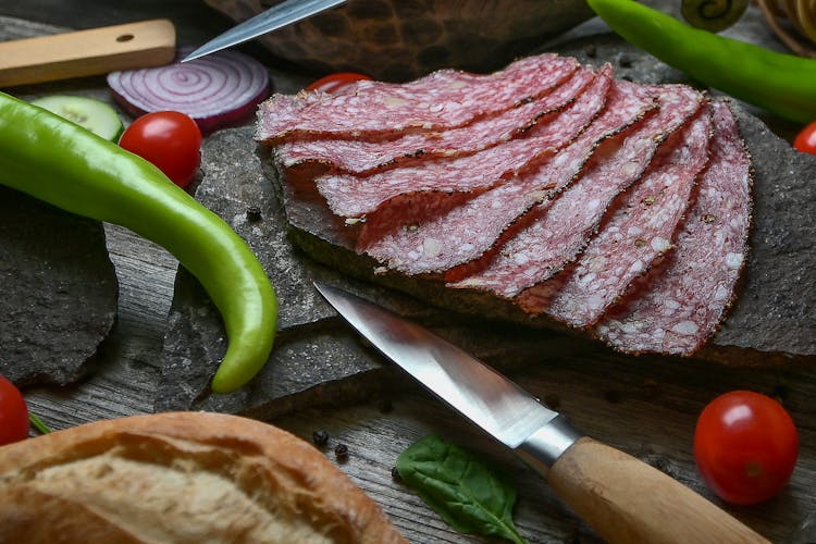 Close-up Photo Of Salami Slices