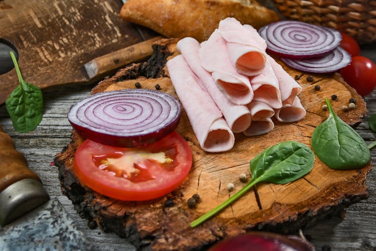 Sliced Ham On Brown Wooden Board