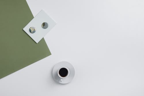 Top View of a Still Life with a Coffee Cup