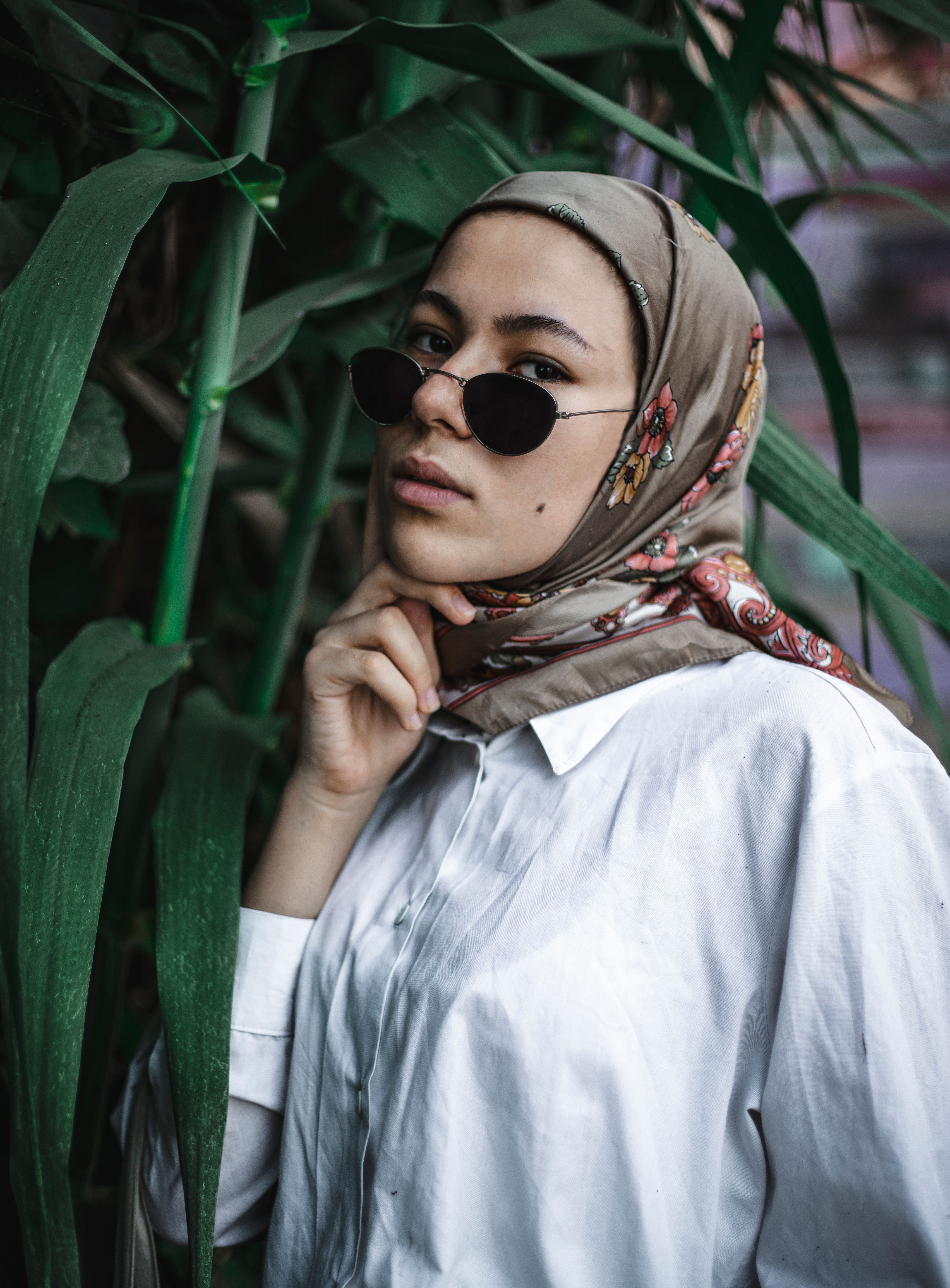 Woman Wearing a Headscarf and Black Sunglasses · Free Stock Photo