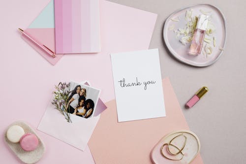 Thank You Card on a Pink Surface