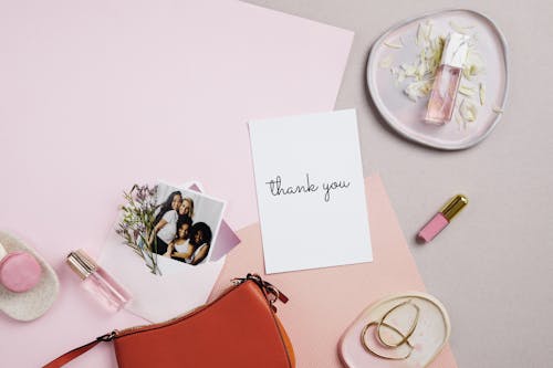 Free Flatlay Shot of a Thank You Card Stock Photo