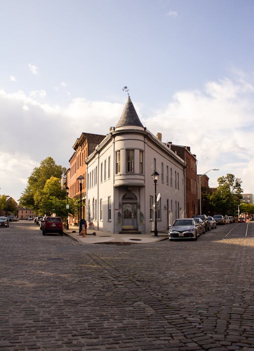 Corner Building at the Cobblestone Streets in Baltimore, Maryland