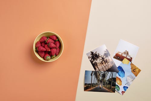Free Photos and a Bowl of Strawberries Stock Photo