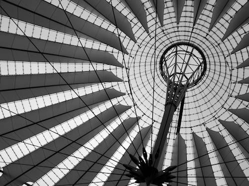 Free Black and White Photo of the Ceiling of Sony Store Berlin Stock Photo