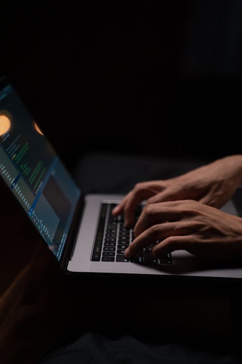 Person Using Silver and Black Laptop Computer